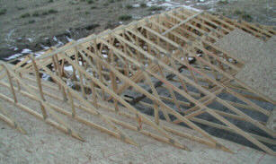 Valley trusses fm S roof, looking NW